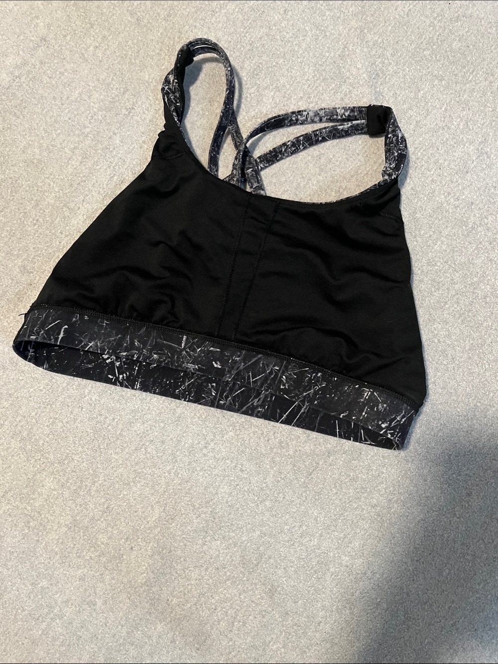 Lululemon Black Marble Print Strappy Sports Bra - Picture 4 of 5